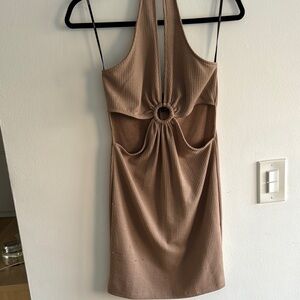 Elegant Beige Halter Dress